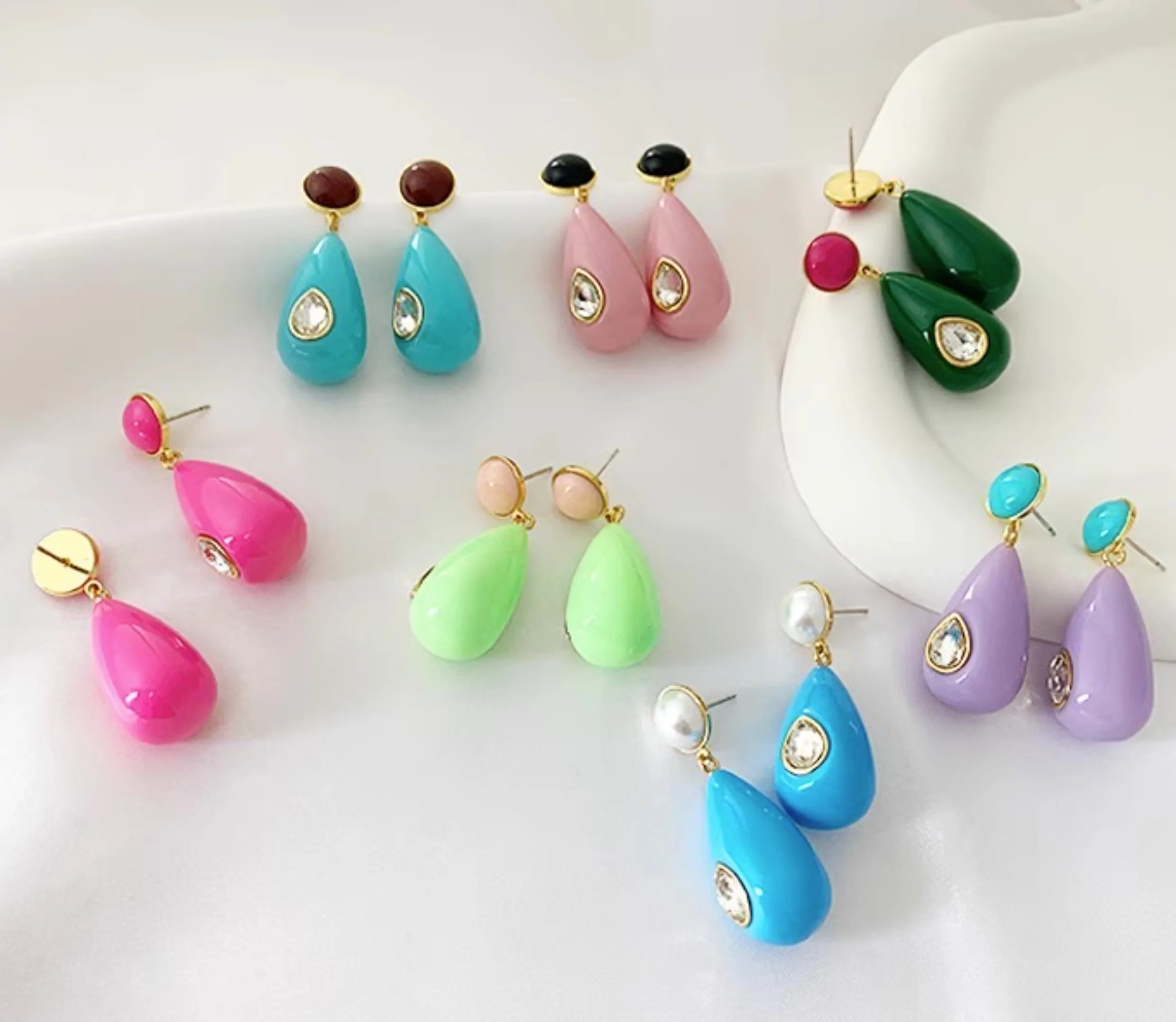 Blogger dopamine color water drop stud earrings summer earrings for girls