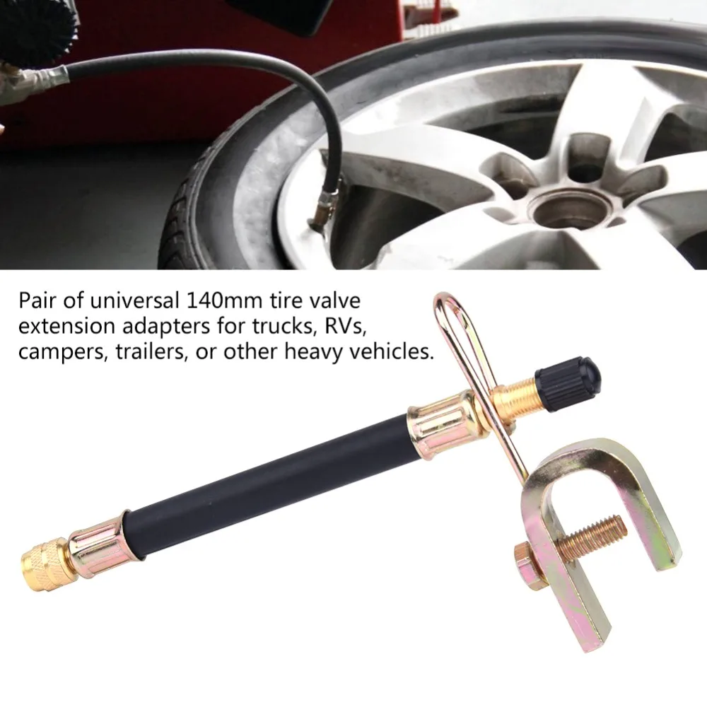 4PCS Flexible Rubber Tire Valve Extension 140mm Flexible Extension Valve Extension Adaptor with 2 Clamps Universal