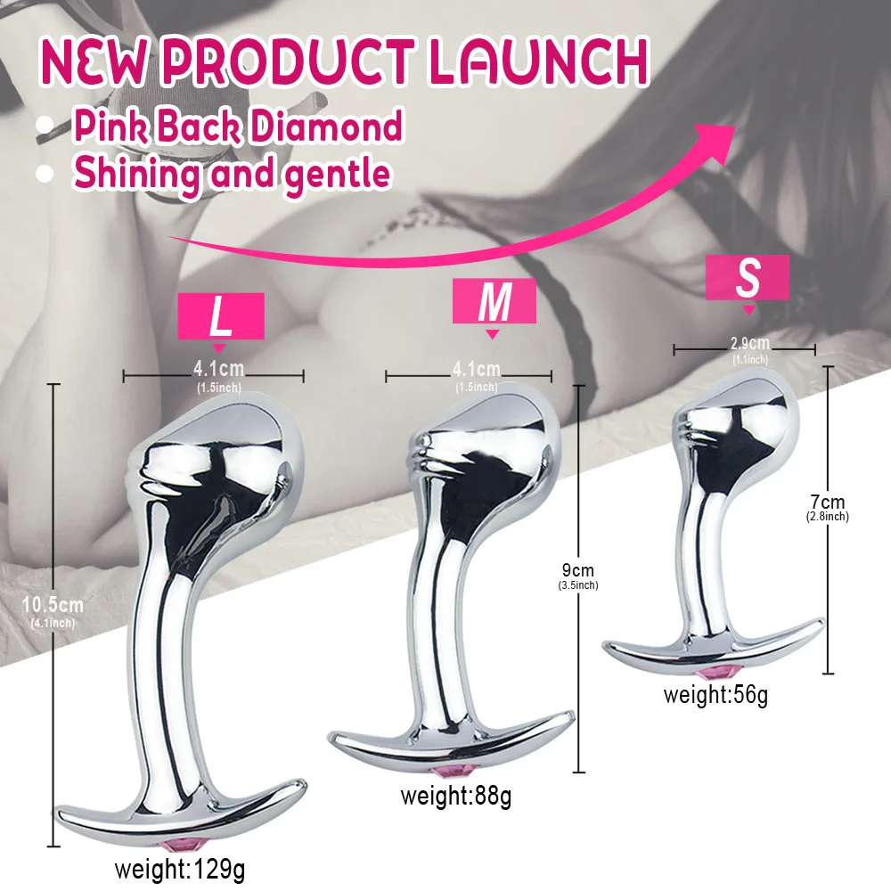 Heavy Stainless Steel Anal Butt Plug Metal Anal Beads Below Diamond Insert Ass Vaginal Flirting Supplies BDSM Sex Toys Adult