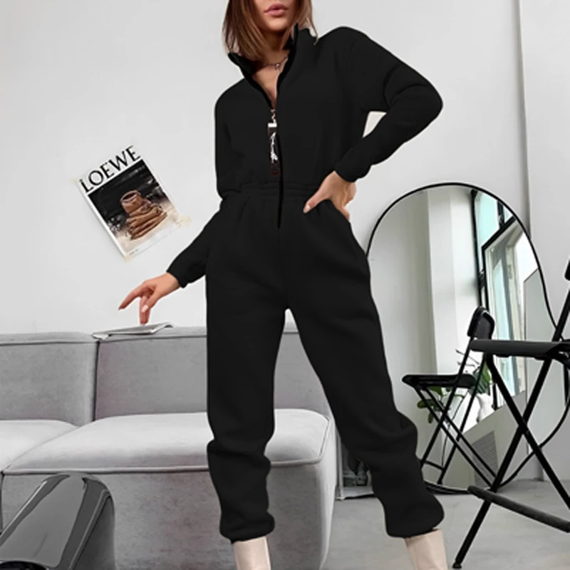 2023 Female Hoodies Jumpsuits One Piece Outfit Warm Fleece Sport Jumpsuit Women Sportswear Playsuit Long Sleeve Zipper Overalls