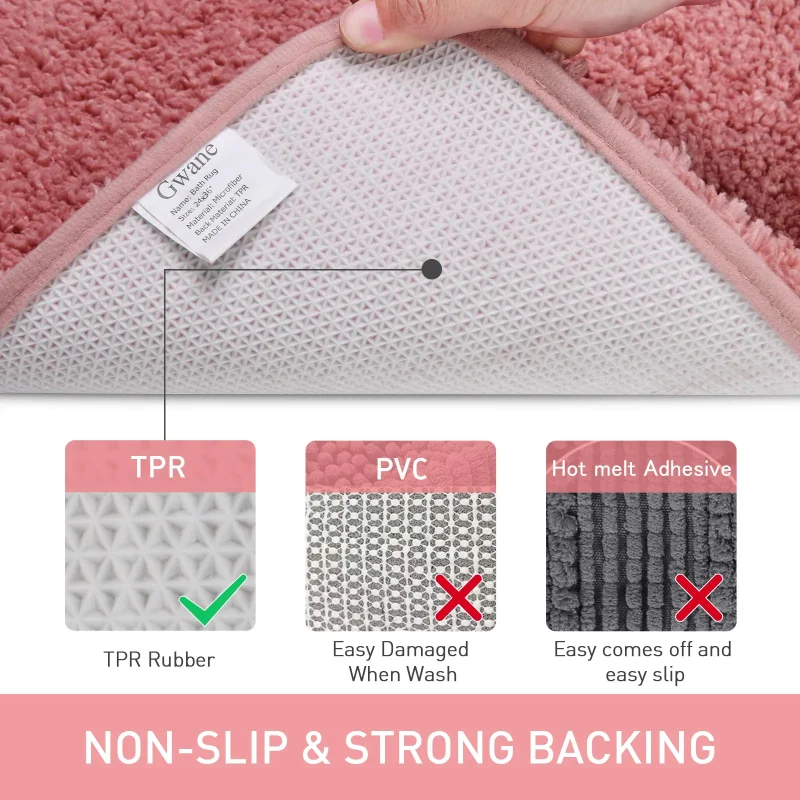 Pink Plush Bathroom Carpet Water Absorption and Anti Slip Floor Mat At The Entrance Rug for Living Room Home Decor Outdoor Car