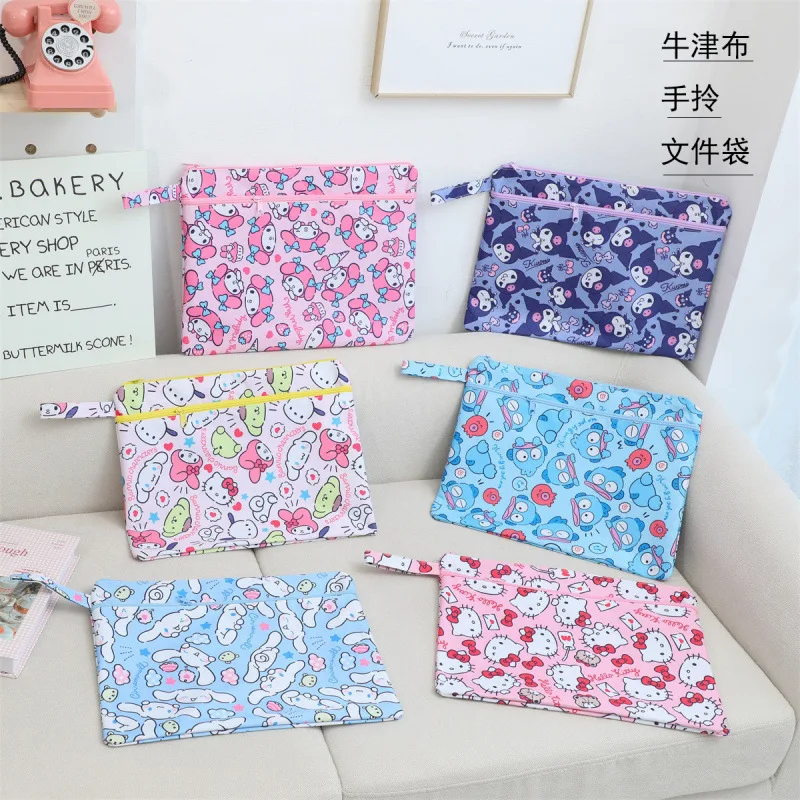 

New Hello Kitty Document Bag Cute Anime My Melody Zipper Handbag Cartoon Japanese Style Storage Bag handbag Gift