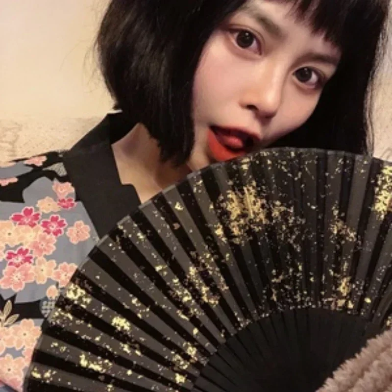 Chinese fan 6 inch sprinkled gold and silver silk women's retro style Hanfu folding fan classical photography summer female