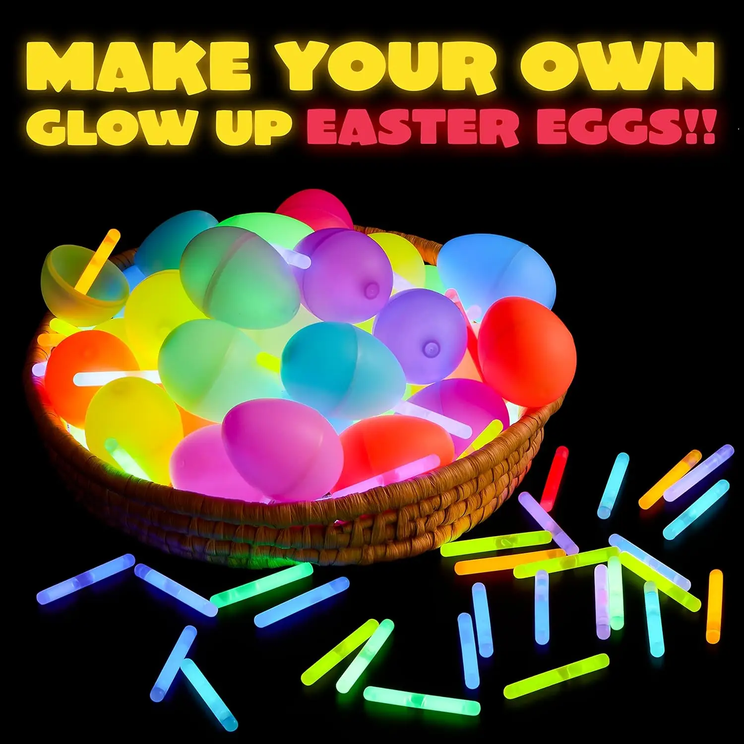 100-250Pcs Mini Glow Sticks 6 Colors Easter Basket Stuffers for Glow in the Dark Party Supplies Kids New Years Eve Party 1.7inch