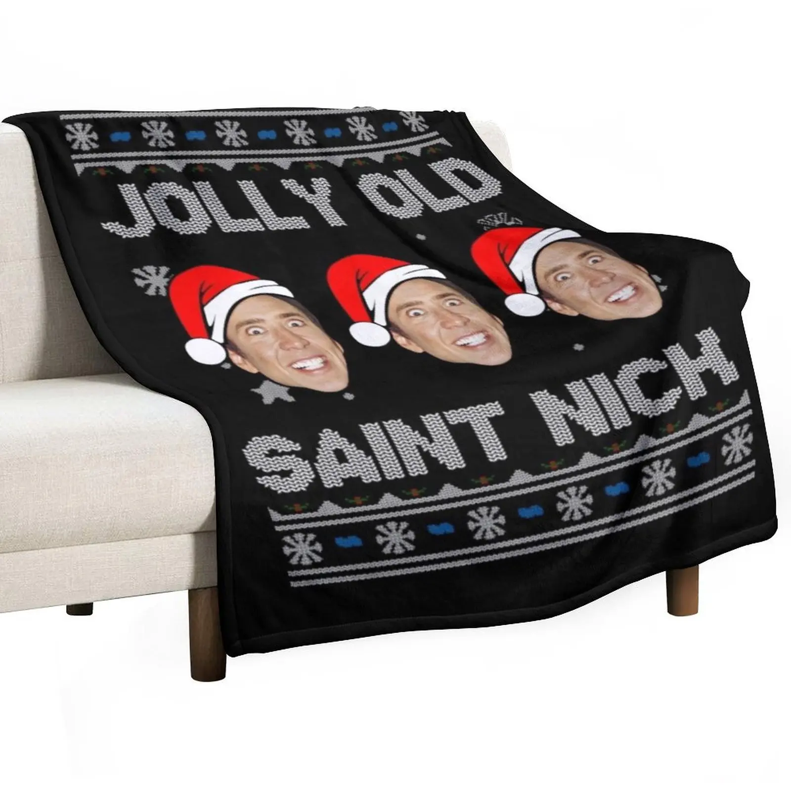 Jolly Old Saint Nick Nicolas Cage Christmas Throw Blanket Decorative Throw manga Blankets