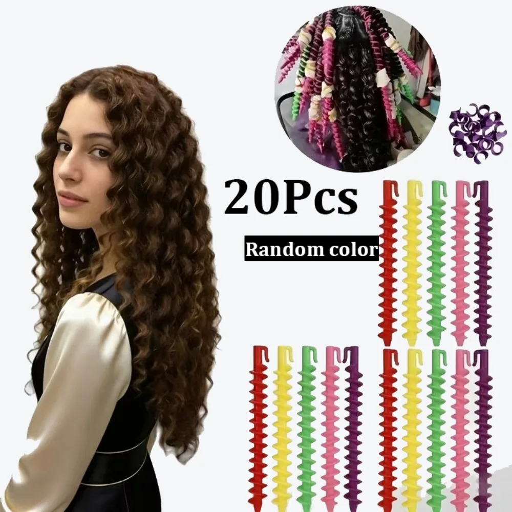 Juego de 20 Piezas de Rizadores sin Calor de Colores Mixtos, Herramientas Espirales para Peinar el Cabello, Varillas de Rizado Aleatorias para Permanente en Frío, Aptas para Salones de Belleza