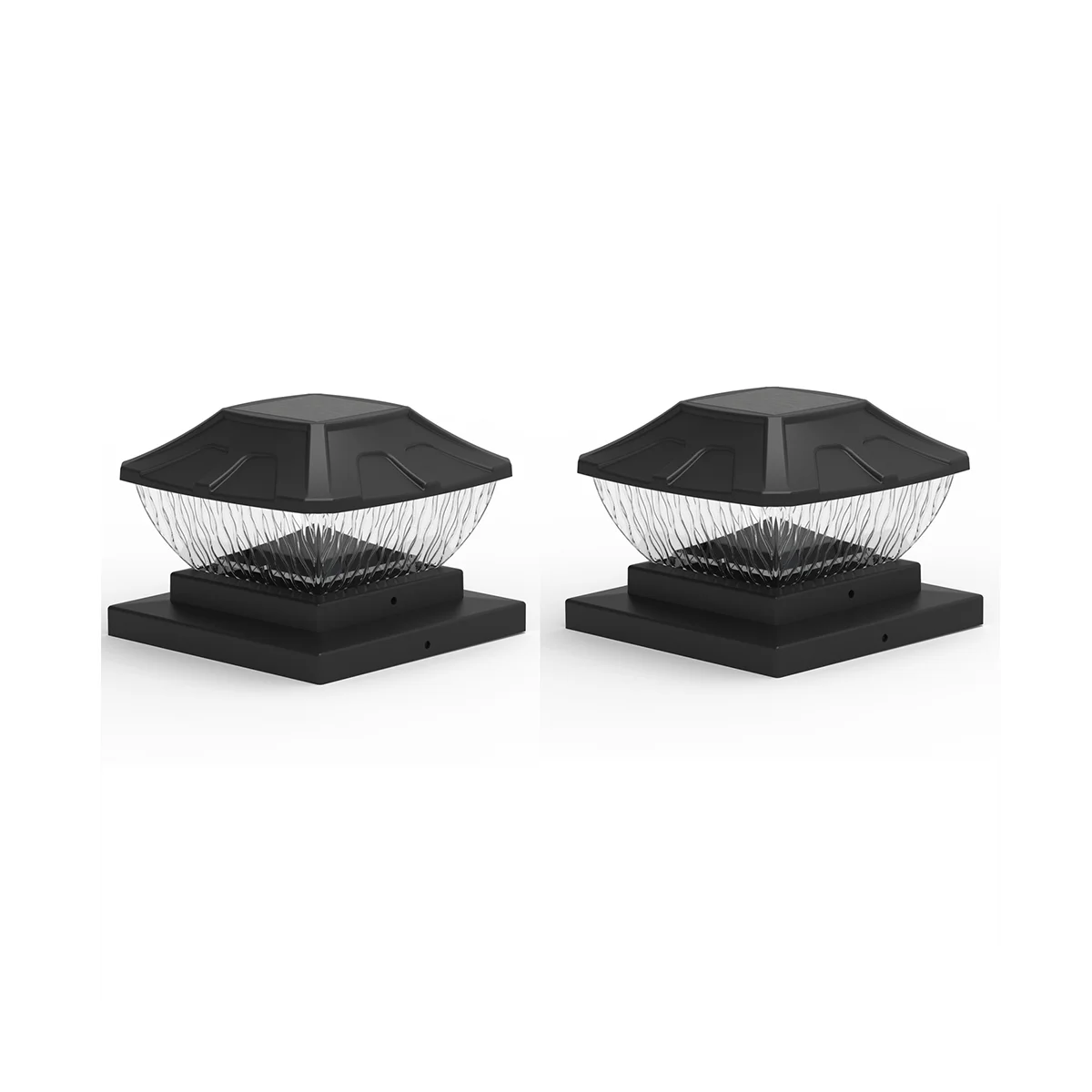 

Solar Post Cap Lights Outdoor - 2 Pack 2 Modes Solar Deck Fence Lights, IP65 Waterproof Solar Powered Light Posts Black