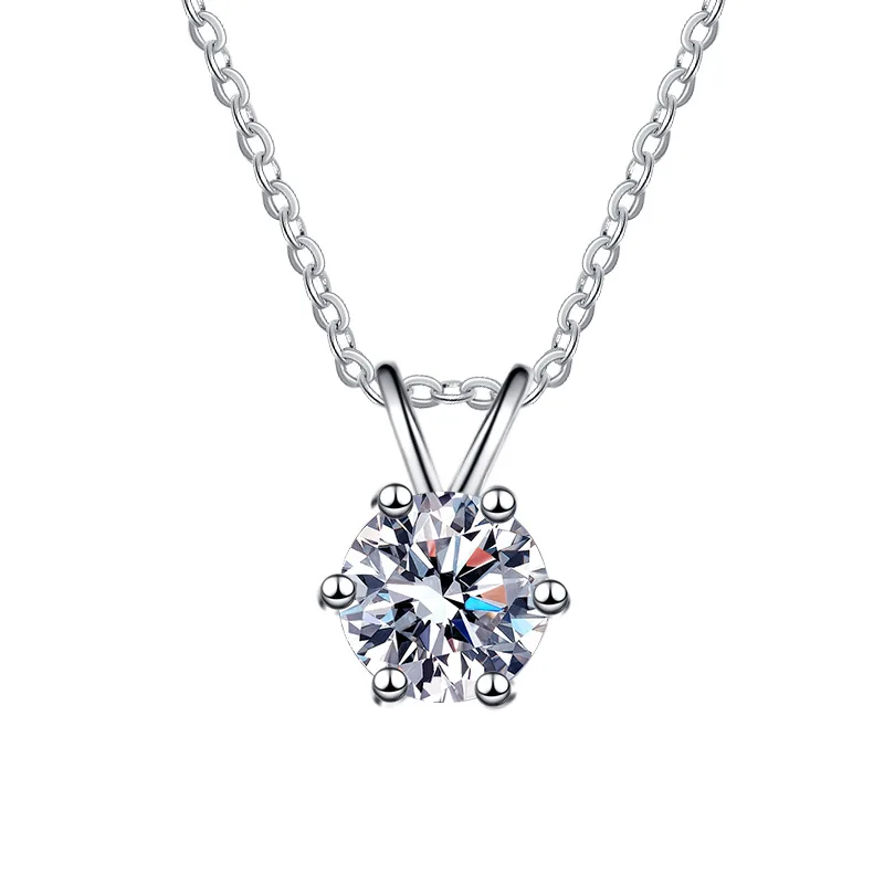 جديد مويسانيتي قلادة مع pt950 تصفيح قلادة 1 قيراط تشو الأسرة ستة مخلب موضة بسيطة s925 الفضة النقية مجوهرات الزفاف #5