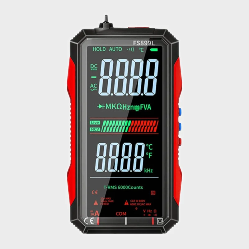 

Цифровой мультиметр True с цветным экраном, обнаружение NCV для измерения температуры сопротивления электрического тока