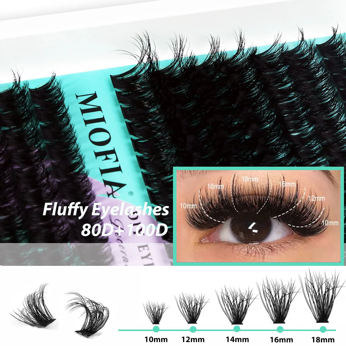 MIOFIA 5D Flauschige Cluster-Wimpern 30D-150D Dicke Einzelwimpern-Cluster 10-18mm Natürlicher Look Wiederverwendbare DIY-Wimpernverlängerungen – Detail 4