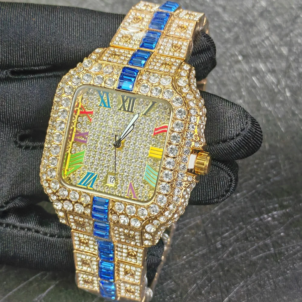 High Jewelry Watches - Voll-Diamantbesetzte Quarz-Uhr für Herren, Bestseller, Hochwertige