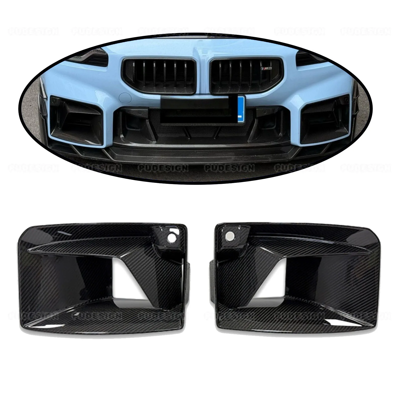 

Dry Carbon TRE Style Front Bumper Air Vents for BMW M2 G87 2023+ Dry Carbon Inlets Air Ducts Fog Lamp Cover Car Accessories
