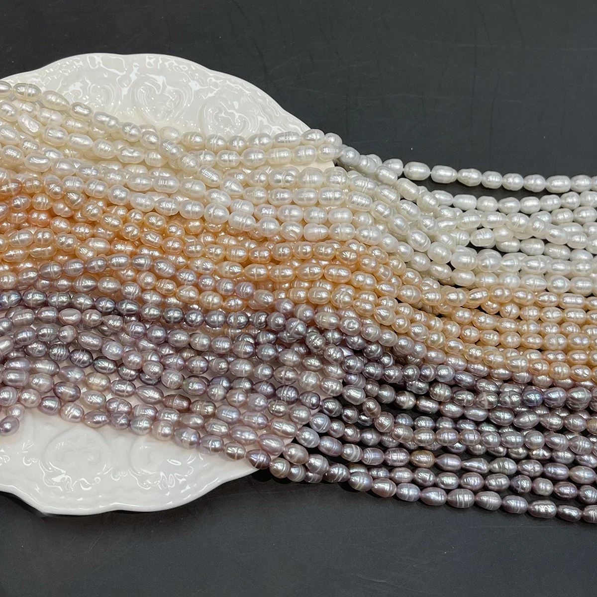 Natürliche Süßwasser-Perlen mit Fadenstruktur, 5–6 mm, für Schmuckherstellung, DIY-Halsketten, Armbänder, Ketten und Ohrringe, Accessoire für Frauen und Mädchen. – Detail 6