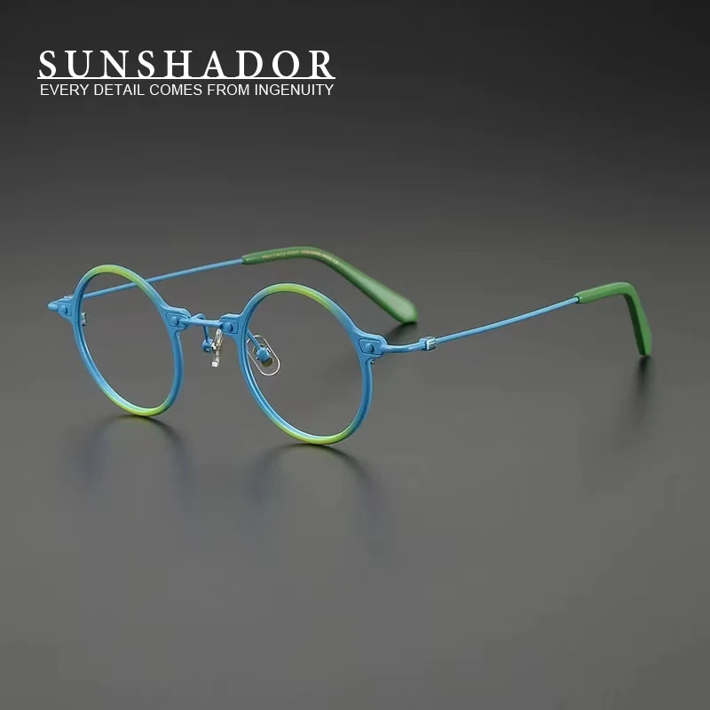 

Fashion round prescription personality eyeglasses Optical myopic reading women eyewear Youth colorful titanium men glasses