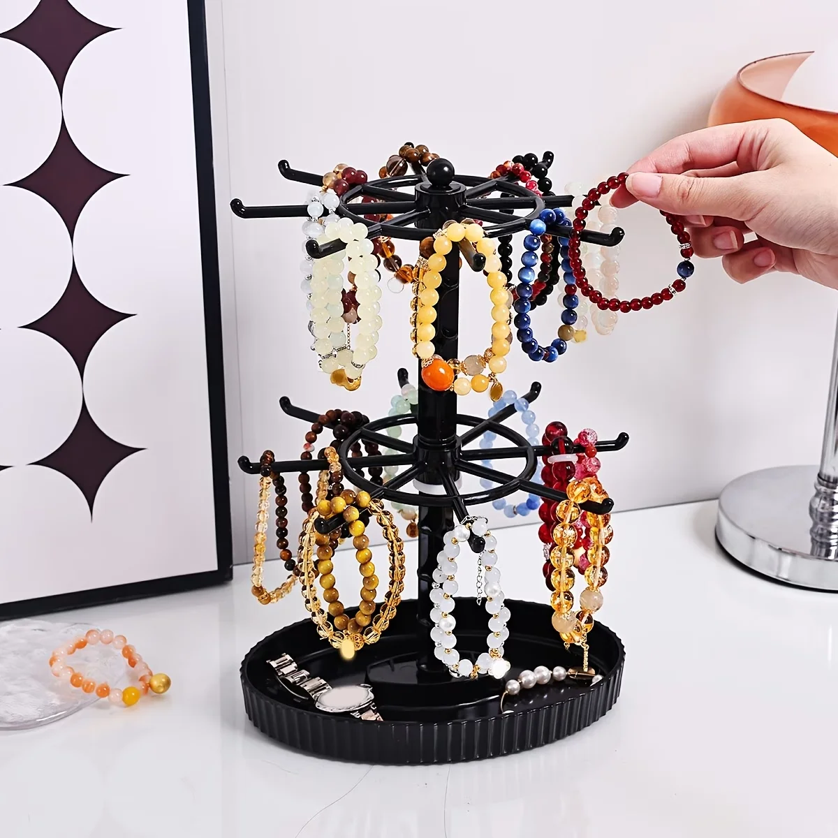 1pc Multi-Layer Rotating Jewelry Rack Necklace Display Racks Jewelry Storage Holder Bracelet Hanging Organizer Glasses Stand