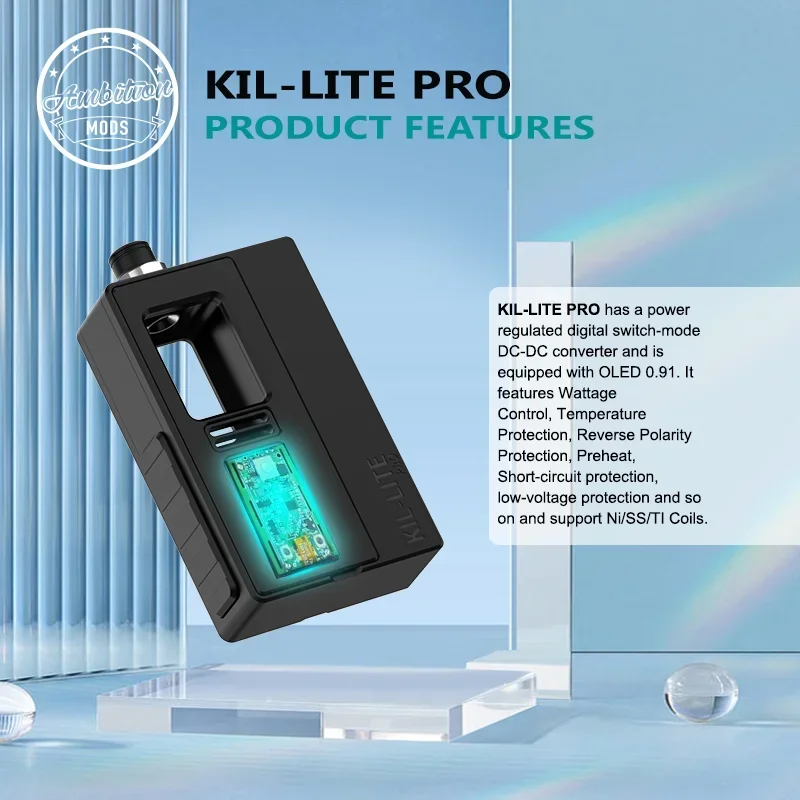 Ambition Mods Kil-Lite Pro 60 Вт AIO Mod DNA60C Чип Регулируемый диапазон мощности Полностью Boro Совместим с Boro Tank DL MTL Vaping Vape