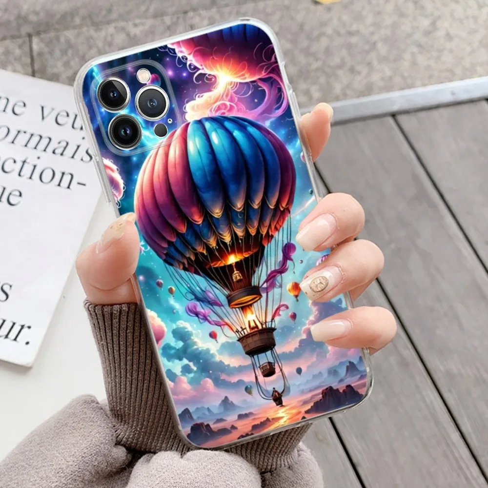 Hot Air Balloon Phone Case Silicone Soft for iphone 15 14 13 12 11 Pro Mini XS MAX 8 7 6 Plus X XS XR Cover