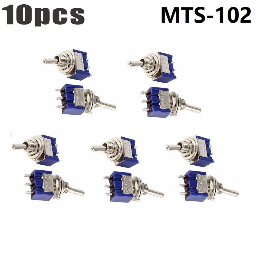 10pcs Miniature MTS-102 SPDT ON-ON For Toggle Switches 3-Pin Electrical Components for Use in 6A 125VAC Circuits