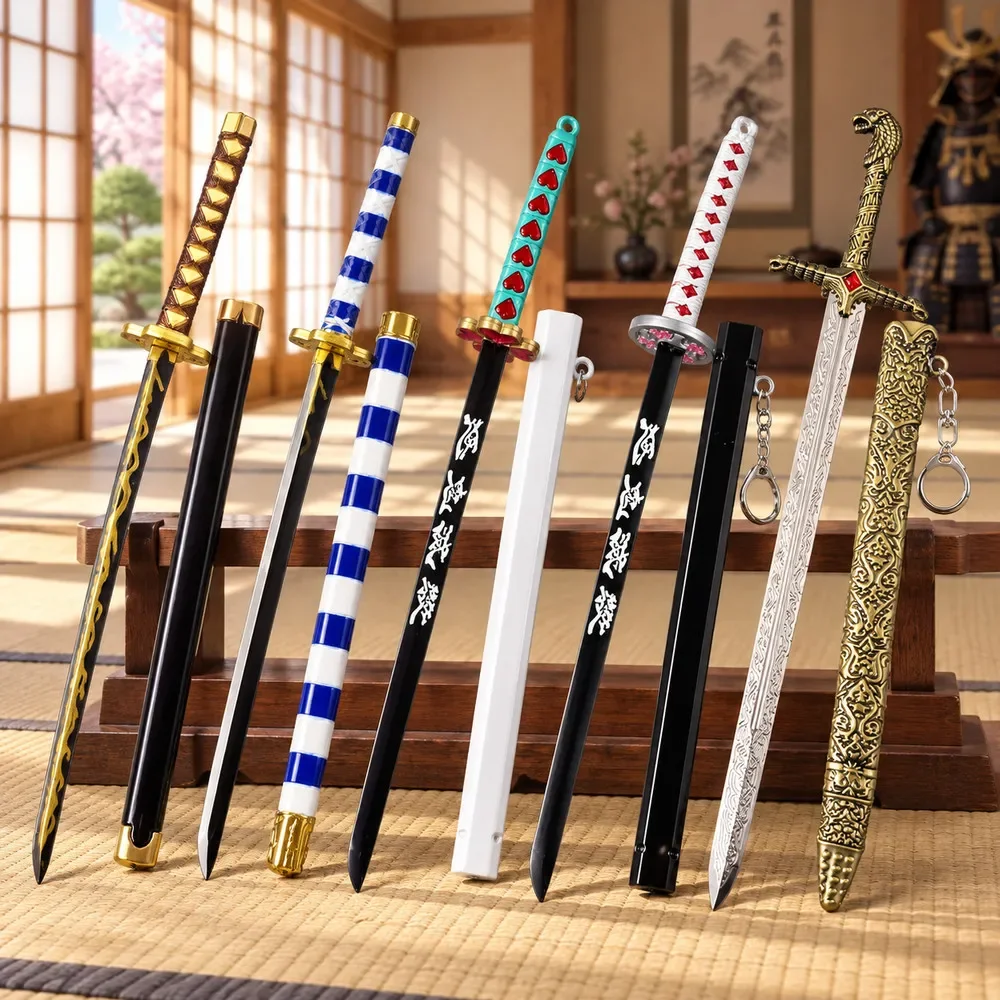 6inch Anime Katana Action Figure Metal Small Ninja Knife Blade Real Size Japanese Katana Original Samurai Sword Decoration Gift