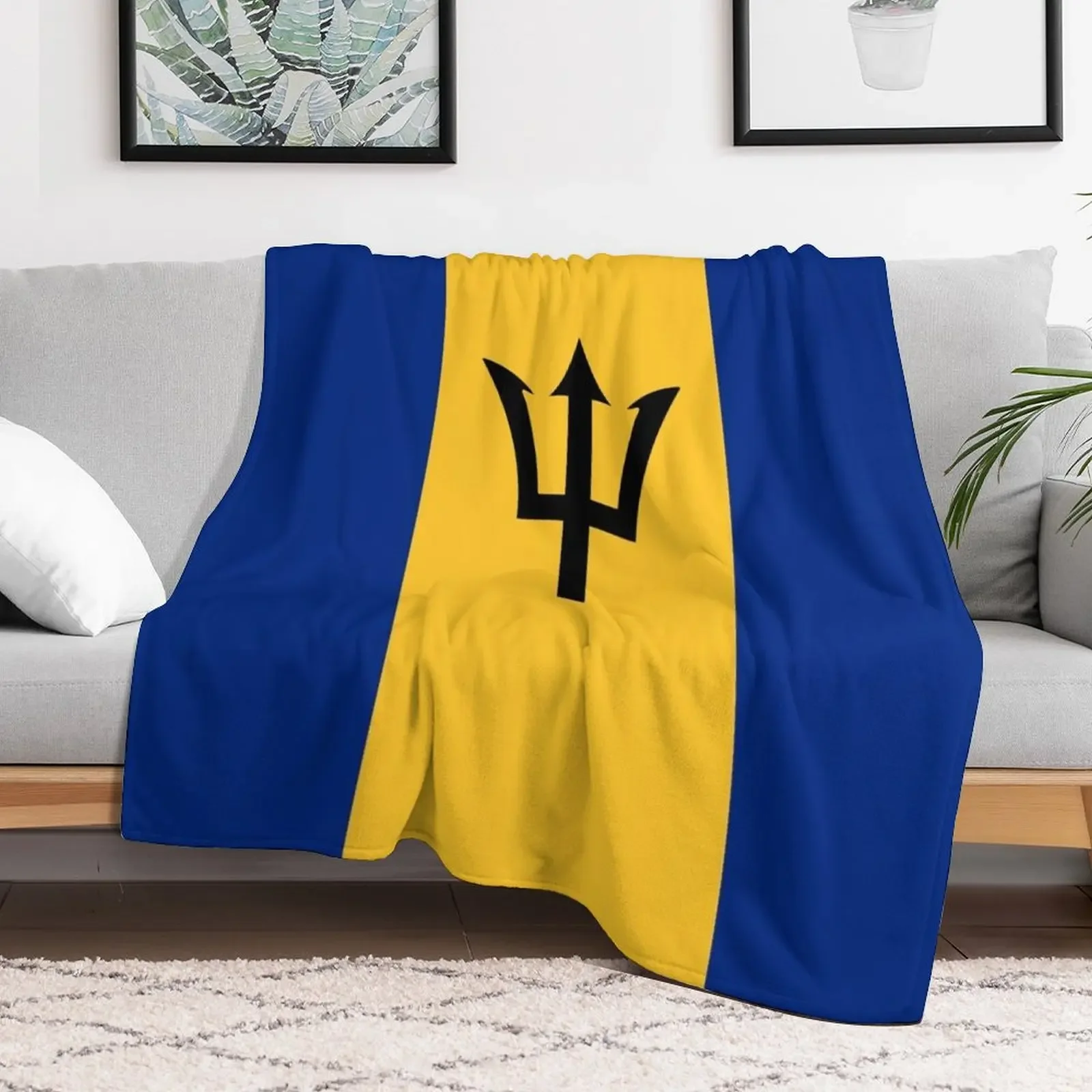 Barbados flag Throw Blanket Multi-Purpose Bed Fashionable for babies Blankets