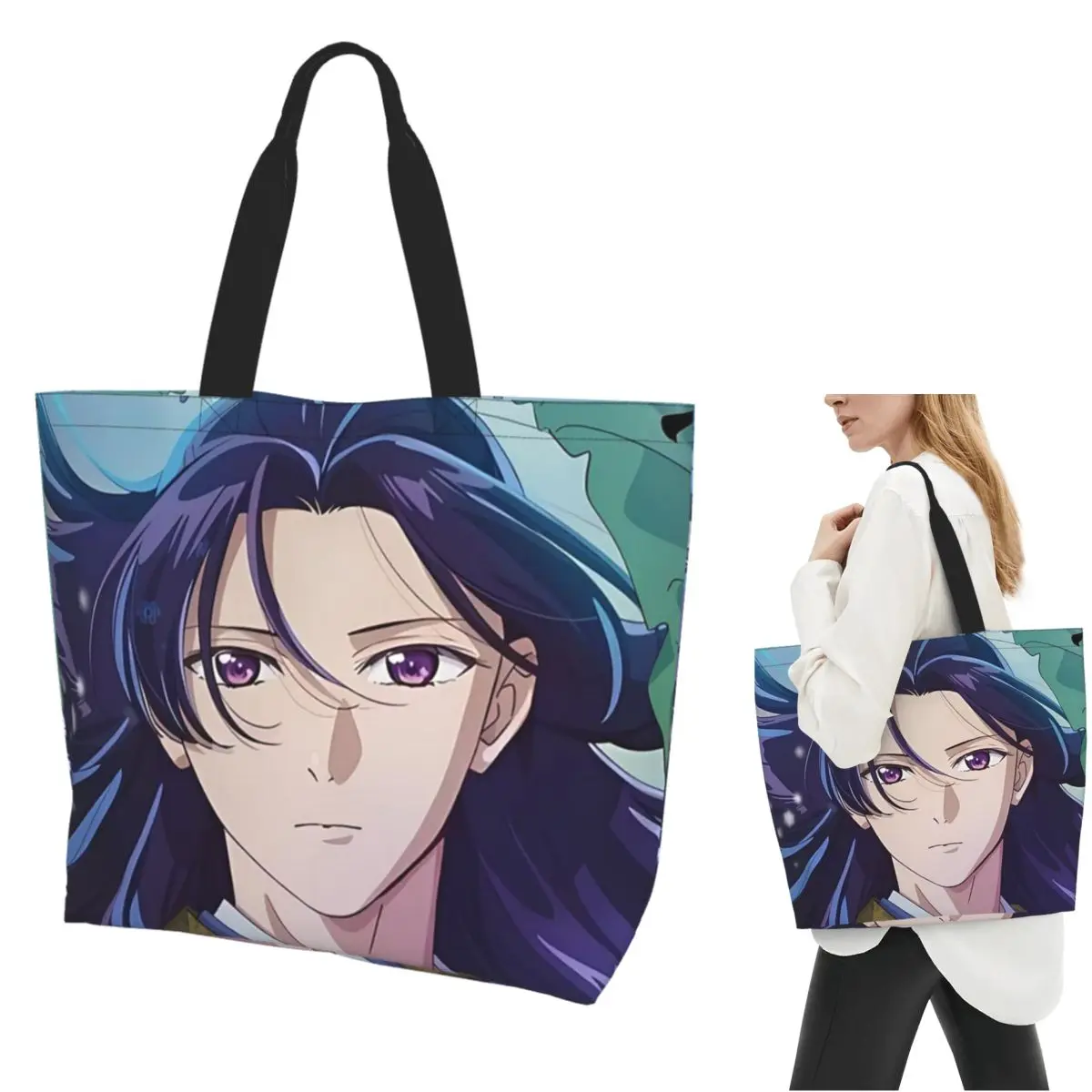 

Jinshi Anime Cool The Apothecary Diaries Shopping Tote Bag Canvas Large Capacity Shoulder Bags Shopper Grocery Handbag for Women