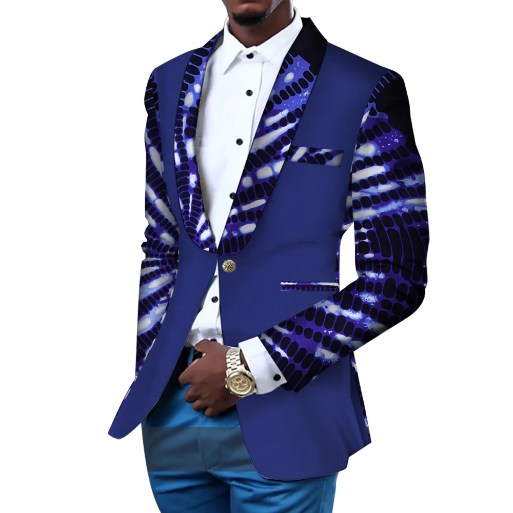 Men Blazer Slim Fit Fancy Blazers Suit Jacket African Men Clothes Blazer Wedding Dress Suit Dashiki Bazin Riche Ankara WYN145