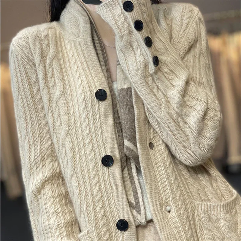 Autumn Cardigan Women's 2024 Fashion Korean Solid Casual Knitted Sweater Outerwear Female Sweater Coat Ladies Knit Tops L203