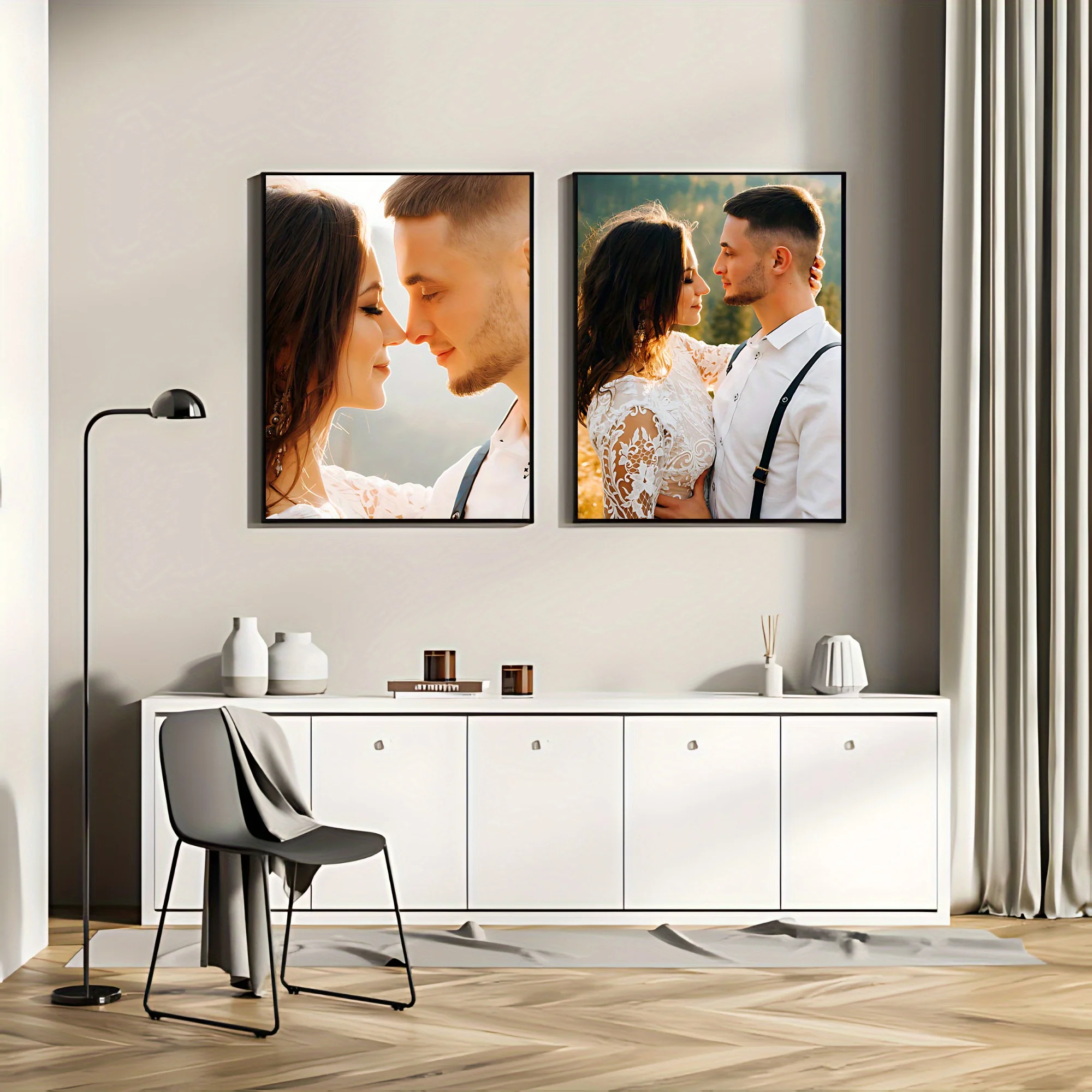 2pcs/set Custom Photo Posters & Decorative Art; Personalized Frameless Canvas Prints; Holiday Gifts; Living Room Decor