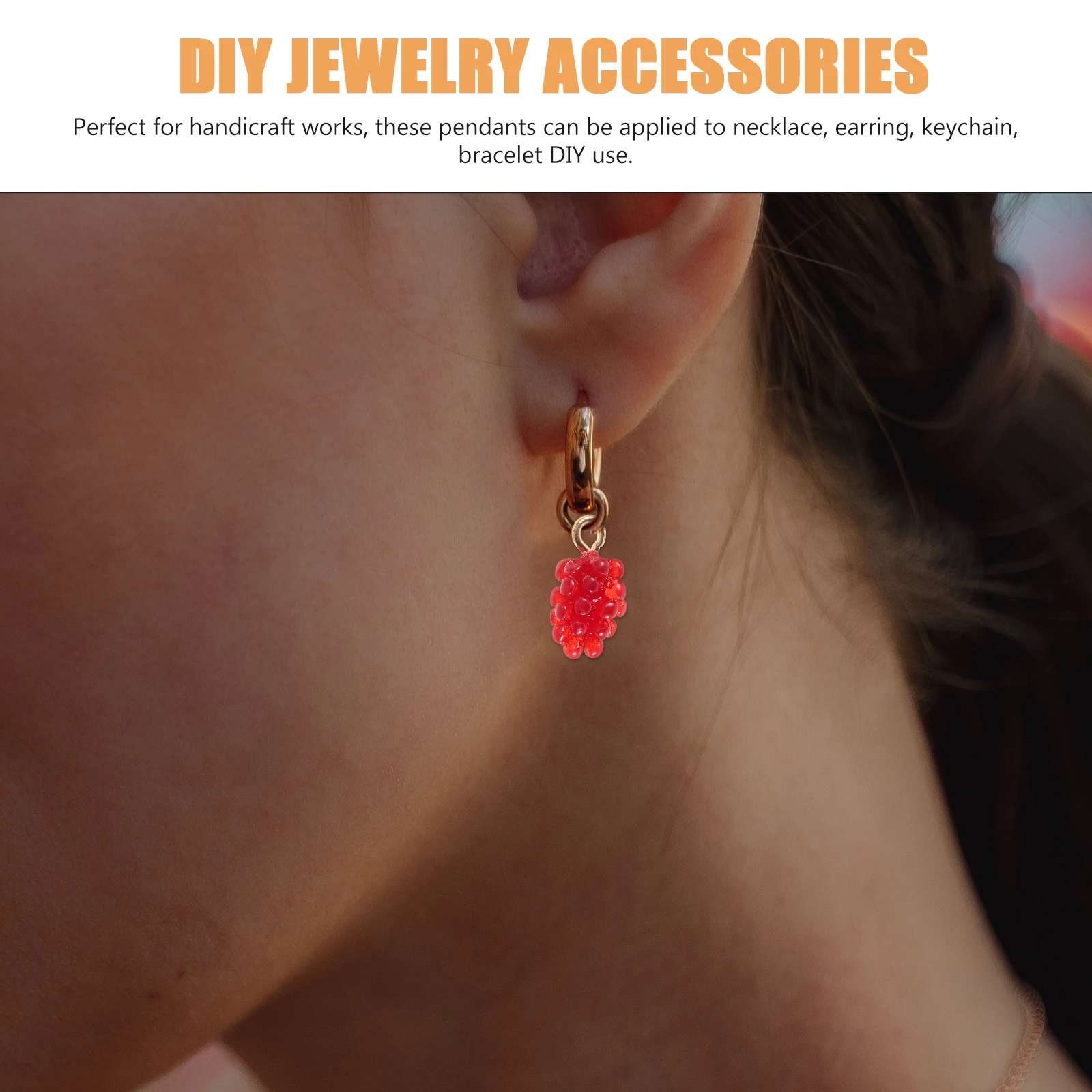 

12 Pcs Hand Pendant Charm Jewelry Making Resin Diy Accessories Red Pink Beads Bracelet Necklace Crafts Gifts