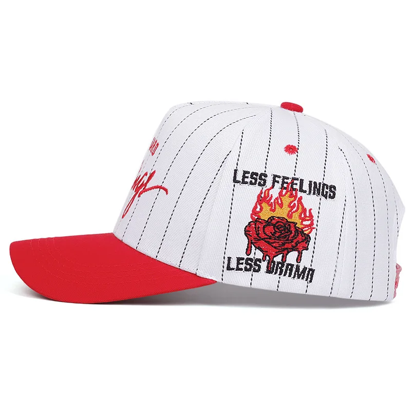 NO HARD feelings Embroidered baseball cap, outdoor sports striped duckbill cap, casual hip-hop flame cap