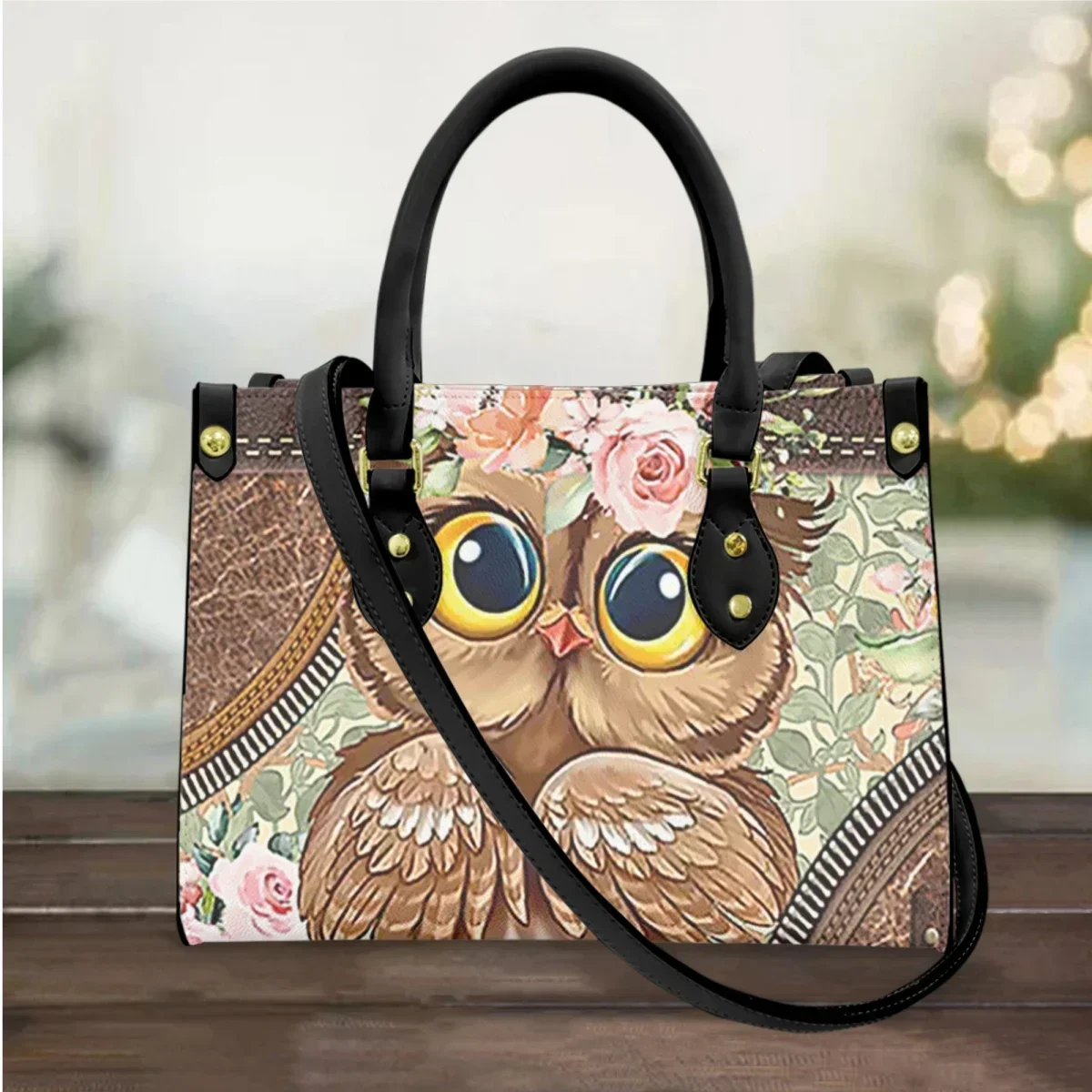 

Women Bags Cute Owl with Rose Design Luxury Leather Female Cross Body Bags Woman Casual Small Messenger Bags for Ladies Bolsas