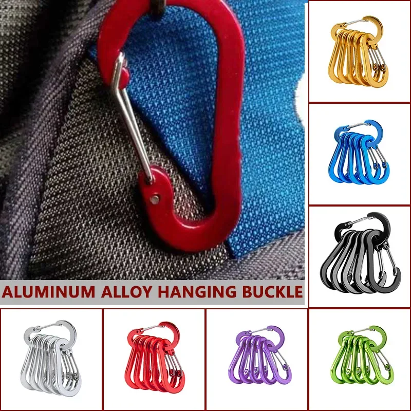 6pcs Steel Carabiner Clips Outdoor Multi Tool Fishing Accessories