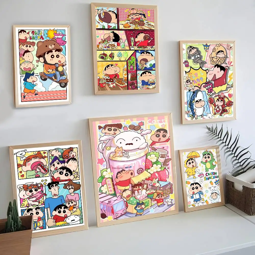 Cute Funny Crayons Shin-chans Good Quality Prints and Posters Waterproof Paper Sticker Coffee House Bar Posters Wall Stickers