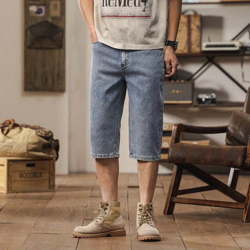 2025, neue amerikanische Retro-Jeans mit weitem Bein für Herren, Y2k, Gothic, gewaschen, locker, gerade, lässig, Paar-Shorts, Jogginghose