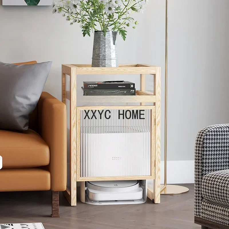 Sweeping Robot Storage Rack Solid Wood Stone   Top Storage Cabinet furniture  storage cabinet  glass cabinet