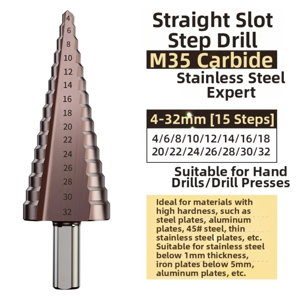 High-speed Cutting Step Drill Bit DIY Projects Stainless Steel Stainless Steel Material Pagoda Stepped Profile