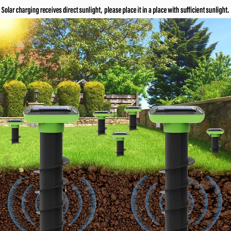 

Outdoor buzz vibration repeller Solar charging repels moles and snakes suitable for most outdoor environments