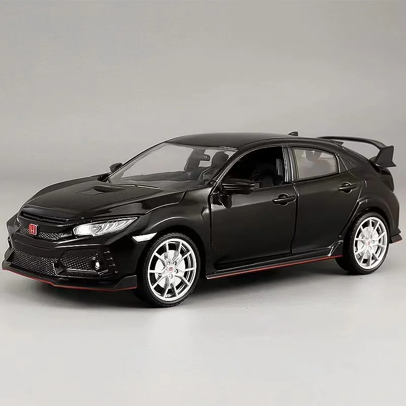 1:24 HONDA CIVIC TYPE-R Simulation Alloy Diecast Toy Car Model Sound and Light Children\'s Toy Collectible ornament Birthday Gift