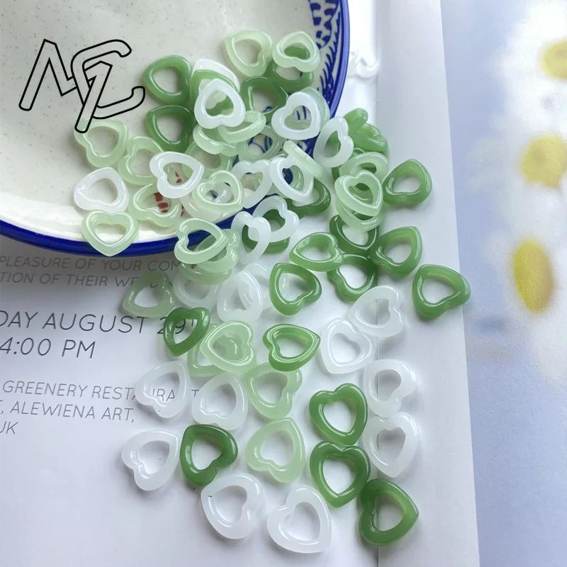100pcs DIY Natural Jade Agate Love Heart Beads Accessories Fashion Real Jewelry Gemstone Stone Amulet Best Selling Gifts