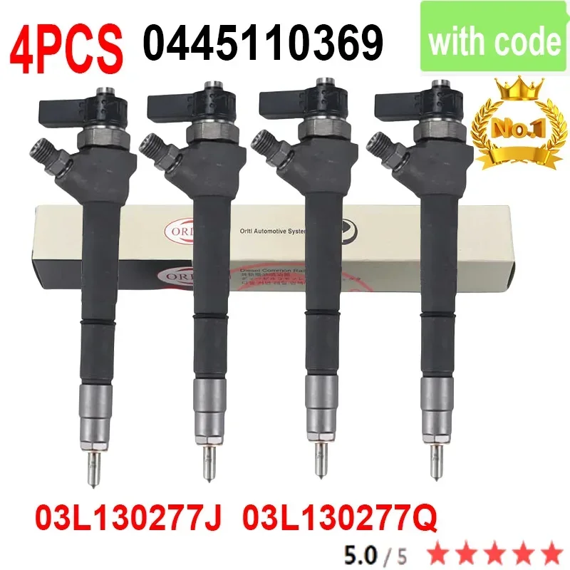 ORLTL 0445110369 AUTO Fuel Injector 03L130277Q 03L 130 277 J New 03L 130 277J 03L130277J 0986435166 For Audi A1 VW Amarok 4PCS