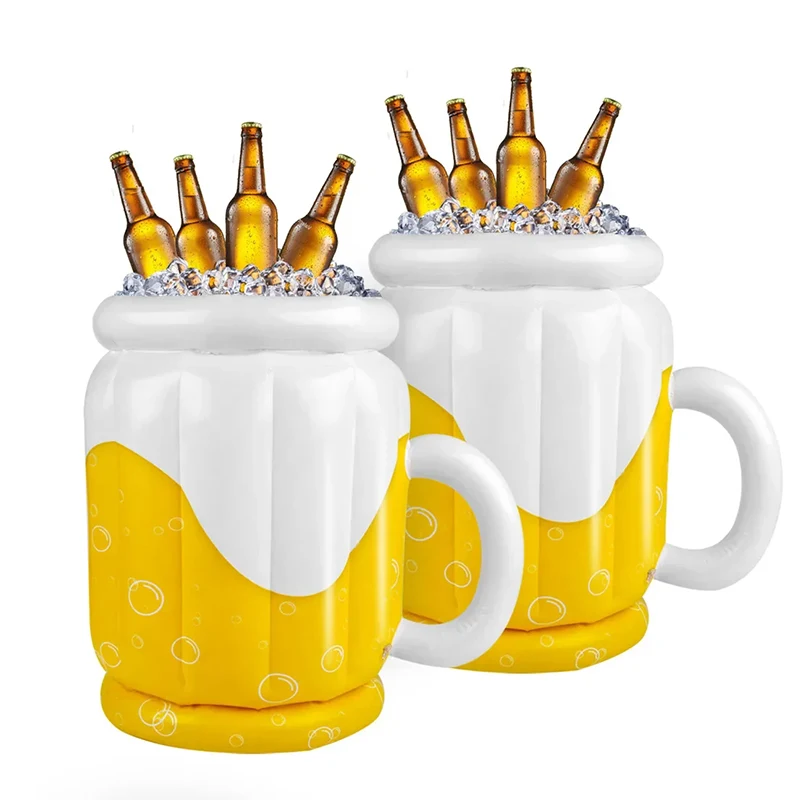 Cubo de hielo inflable de PVC, Enfriador de cerveza, decoración divertida hawaiana para fiesta de cumpleaños, piscina de playa de verano, suministros para barbacoa al aire libre, 1/2 Uds.