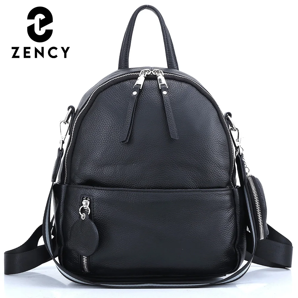 Zency Soft Cowhide Leather Backpack Winter Spring New Classic Fashion Design Rucksack Simple Casual Outdoor SchoolBag Quality A+