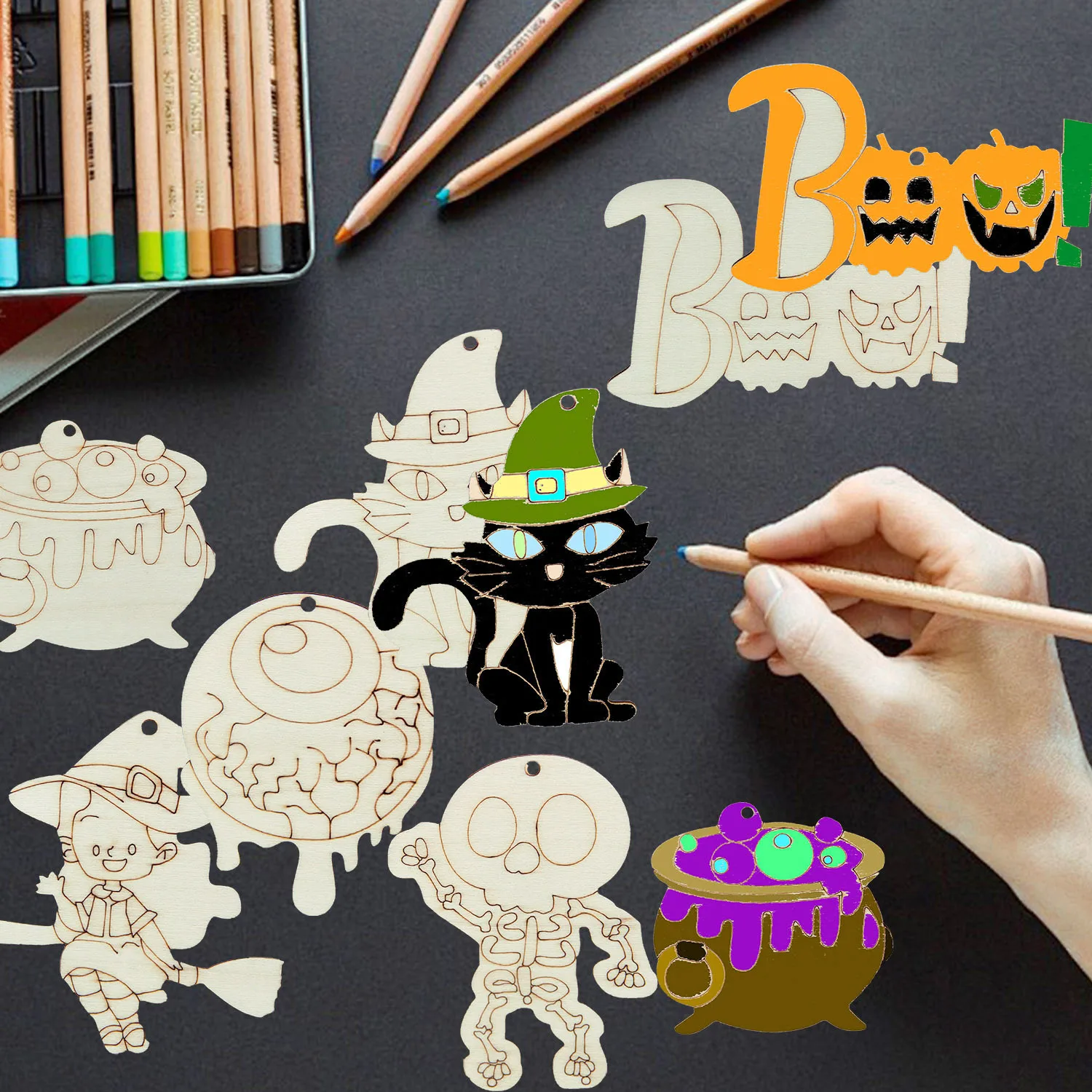 Wood Halloween Ornament Kit 5