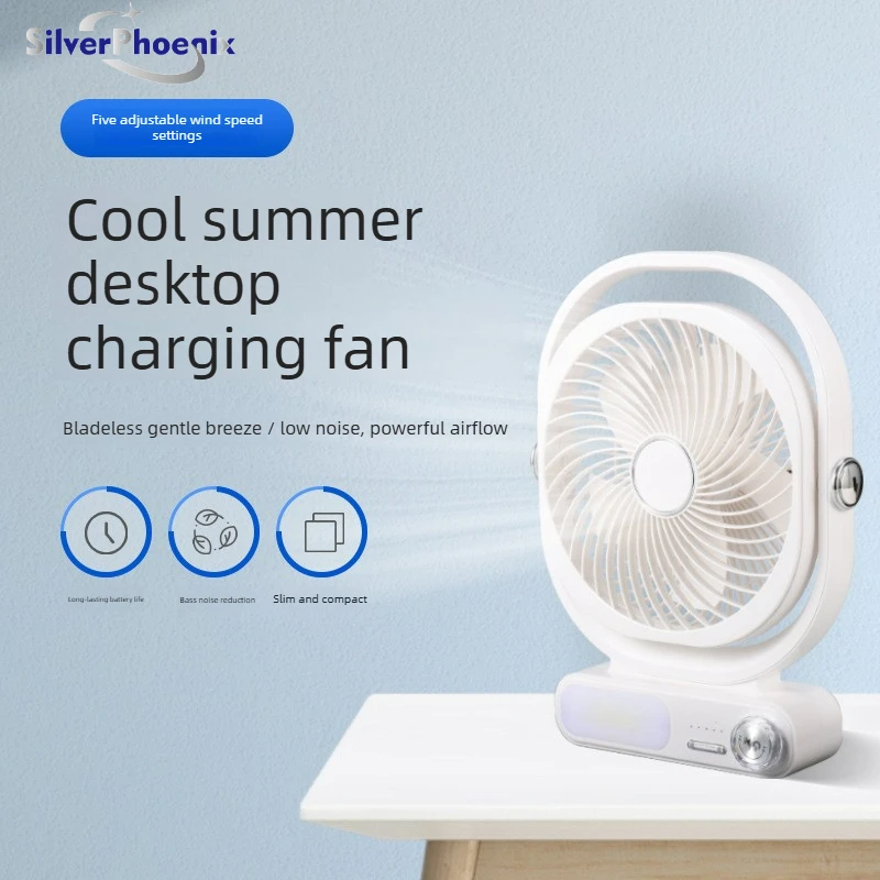 

USB desktop fan with knob adjustment, long battery life, rechargeable, portable fan suitable for office and dormitory use.