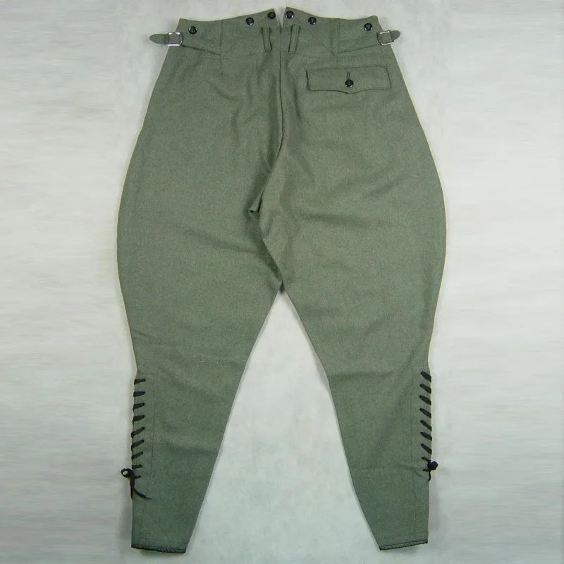 

German Riding Breeches Pants Men Grey Green Vintage Trouser Woolen