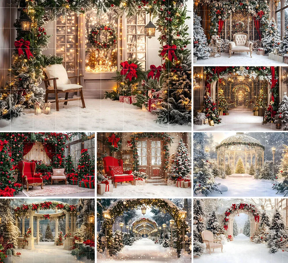 Mehofond Photography Background White Christmas Garden Outdoor Snow Xmas Tree Kids Holiday Portrait Decor Backdrop Photo Studio