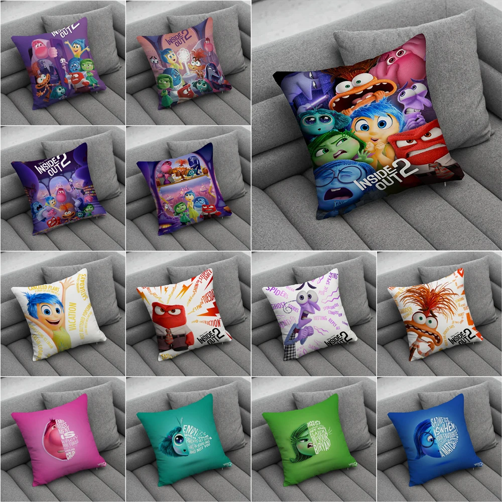 45x45cm Inside Out Disney Pillowcase Living Room Car Cushion Decor Riley Disgust Sadness Joy Fear Anger Pillows Cover Kids Gifts