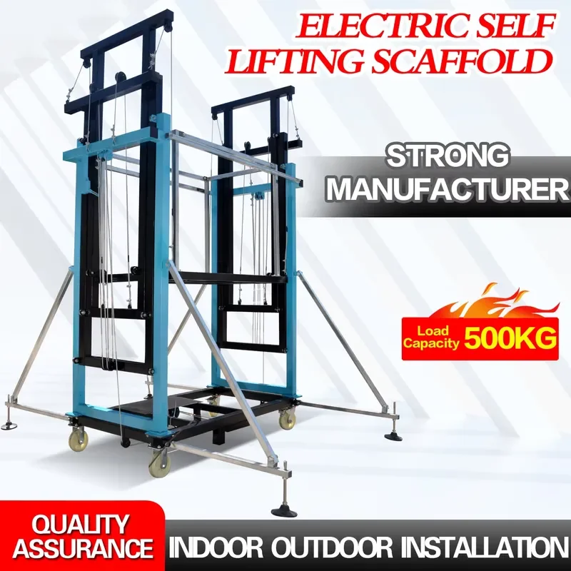 New Mobile Electric Scaffolding Lift Heavy-Duty Aerial Work Platform 0.5 Ton Load Capacity Steel Construction Wire Rope Sling