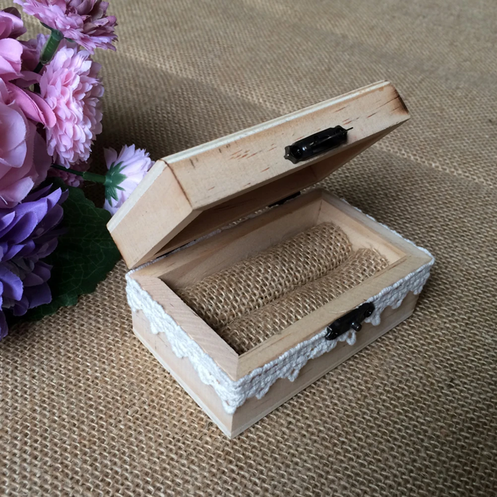 

Wooden Ring Box Wedding Rustic We Do Carved Design Durable Metal Lock Classic Color Mold Resistant Chic Keepsake Gift Engagement