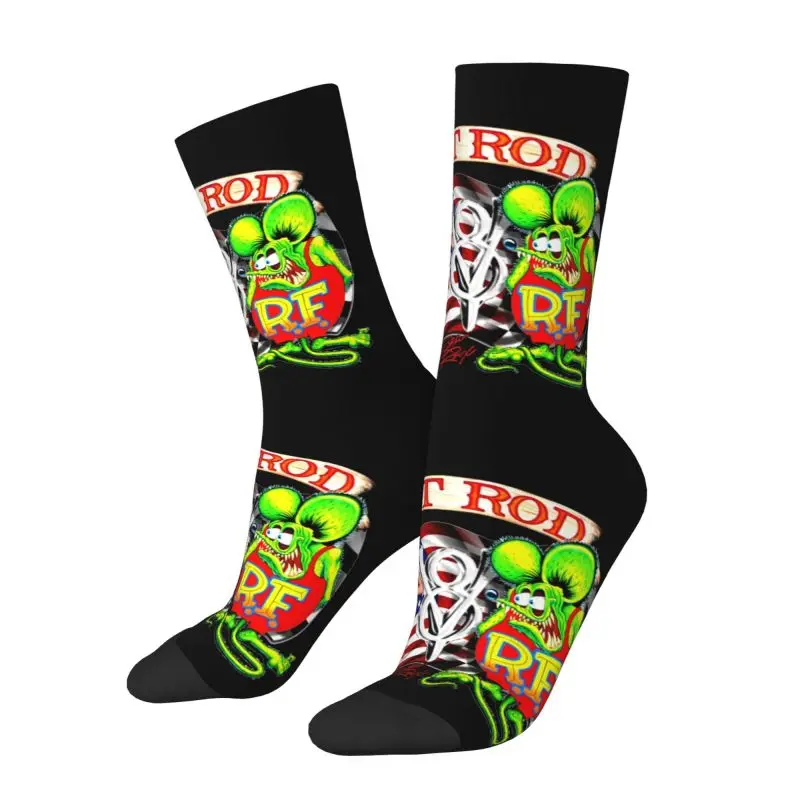 Kawaii American Hot Rod Socks Men Women Warm 3D Printing Rat Fink Basketball Sports Socks